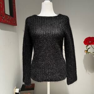 NEW Anne Klein Chunky Fuzzy Wool Mohair Open Knit Long Sleeve Cozy Sweater NWT